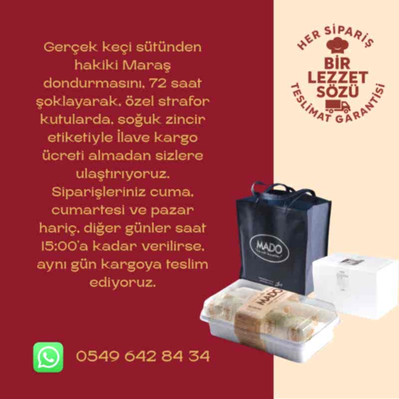 MADO 72 SAAT ŞOKLU HAKİKİ KASE MARAŞ DONDURMASI 3.800 TL YERİNE 3.600 TL (24 ADET/ 2400 ML) - 2
